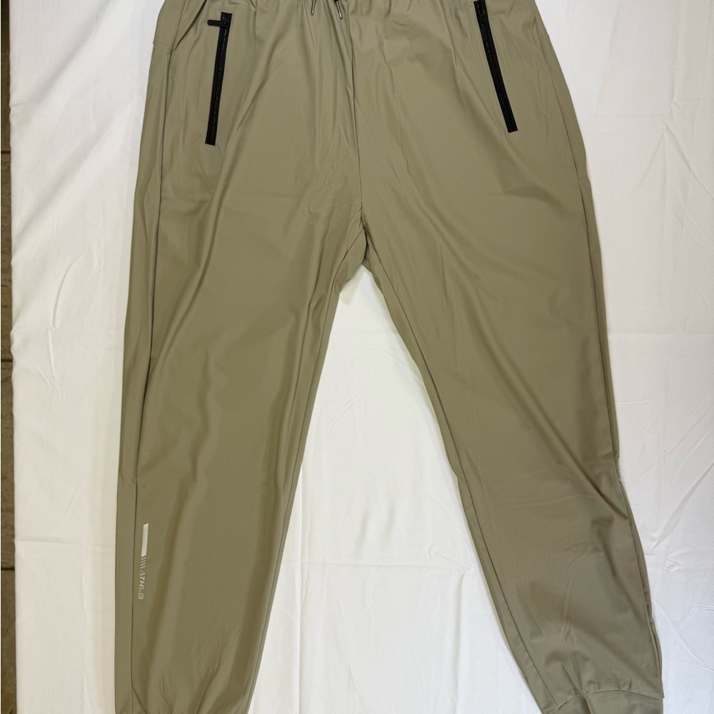 Men's Tan Athletic Dri-Fit‎ Jogger Pants with Black Zipper Size Large